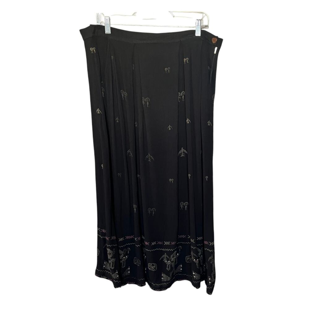 Kitavi Vintage Boho Skirt Size XL Black Indonesia Native Southwest Pockets